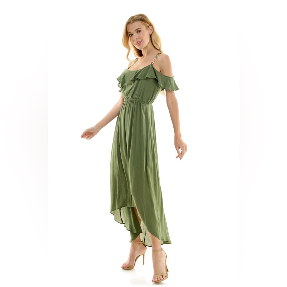 Luxology Olive Green High Low Dress